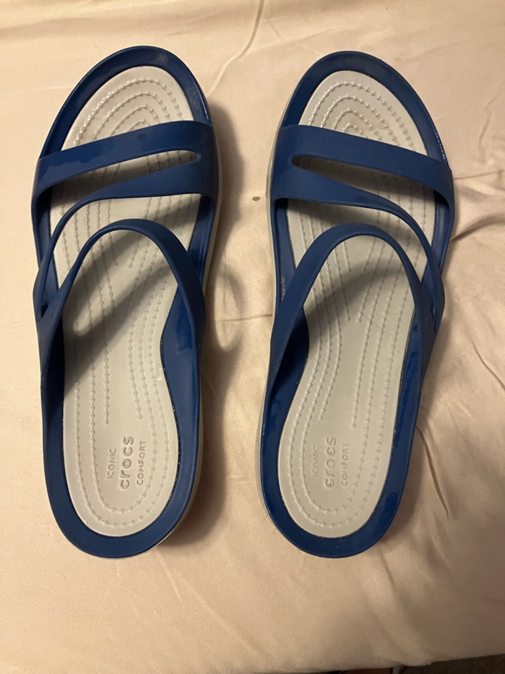 CROCS Women's Navy Blue Strappy Slide Sandals